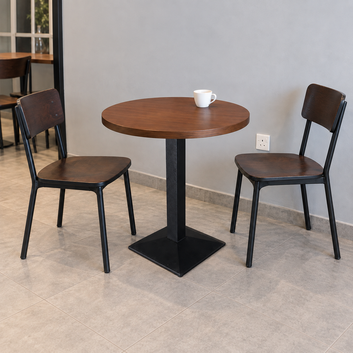 Metal Square Base Cafe Table — metal square lifestyle (square)