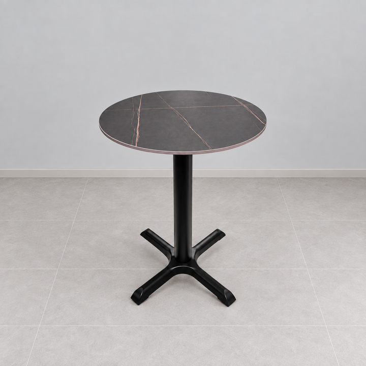 Cross Base Cafe Table — round marble black hero (square)