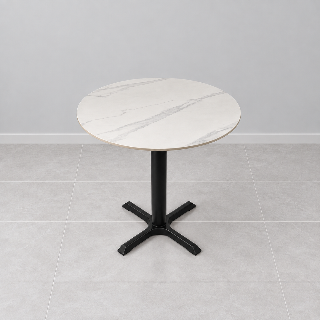 Cross Base Cafe Table — round marble white hero (square)