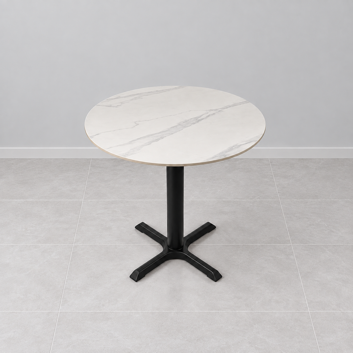 Cross Base Cafe Table — round marble white hero (square)