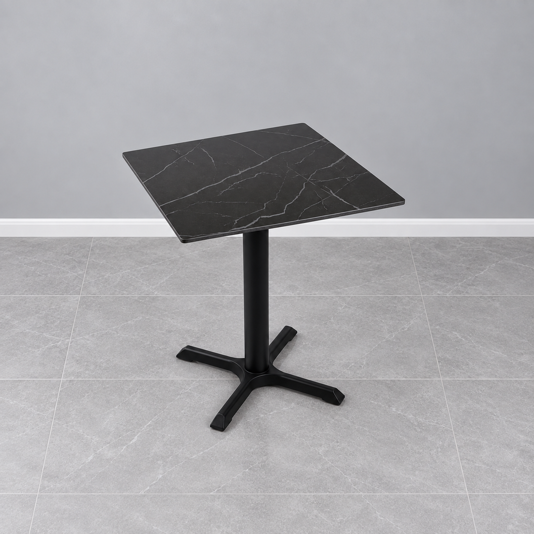 Cross Base Cafe Table — square marble black hero (square)