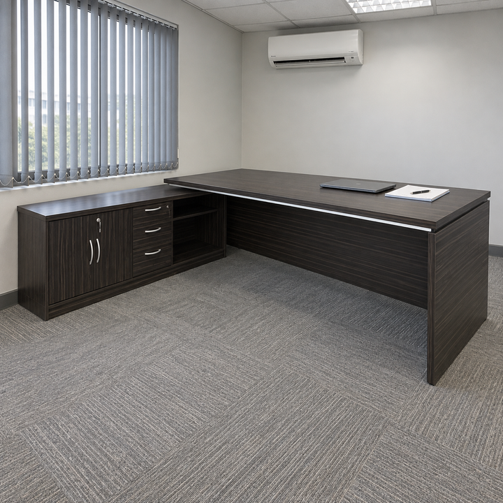 MARS desk with integrated side cabinet in an approved Malaysian manager office setting
