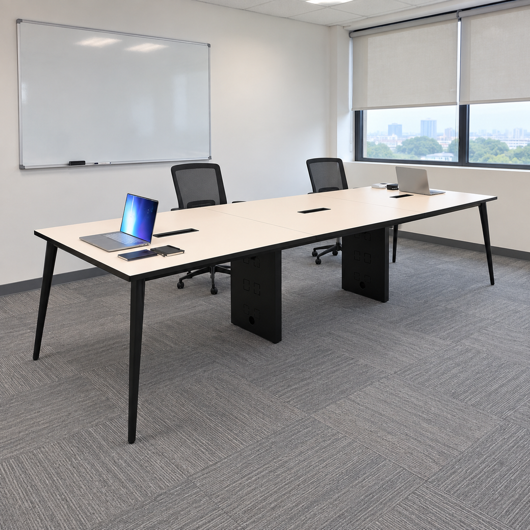 monochrome b2 — exact table configuration in a Malaysian office; chairs are styling references