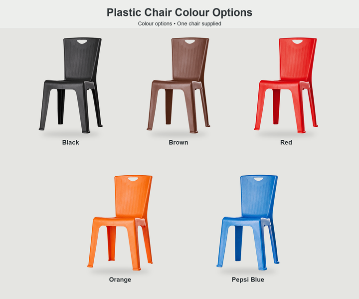 MS911 five colour options: Black, Brown, Red, Orange and Pepsi Blue; one chair supplied