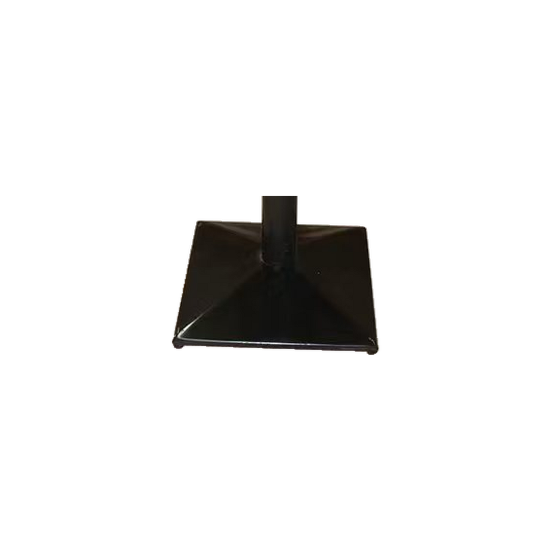 Square White Cafe Table with Raised Black Base – base detail