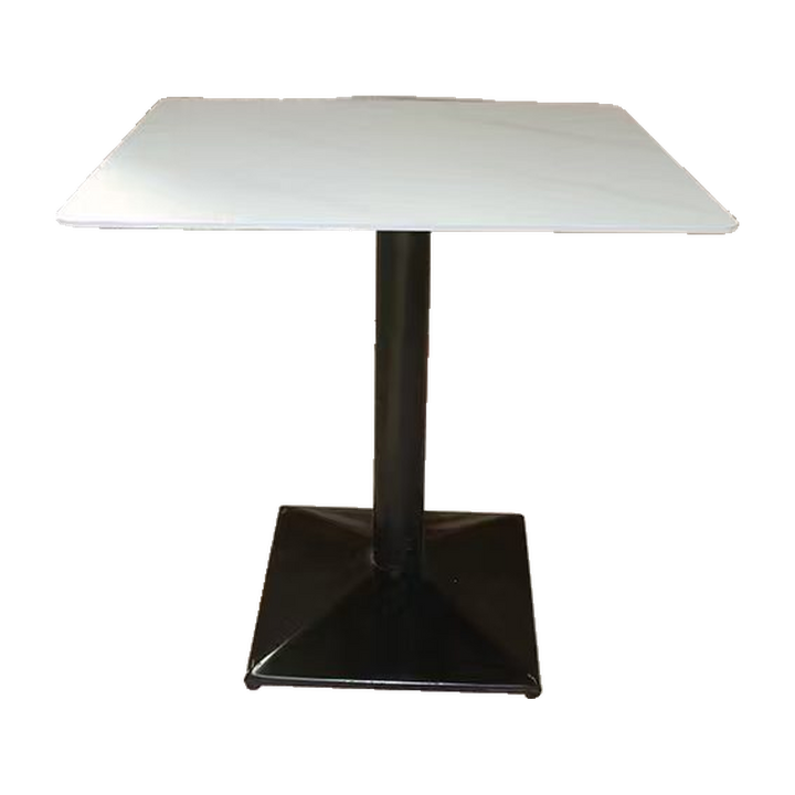 Square White Cafe Table with Raised Black Base – transparent product image