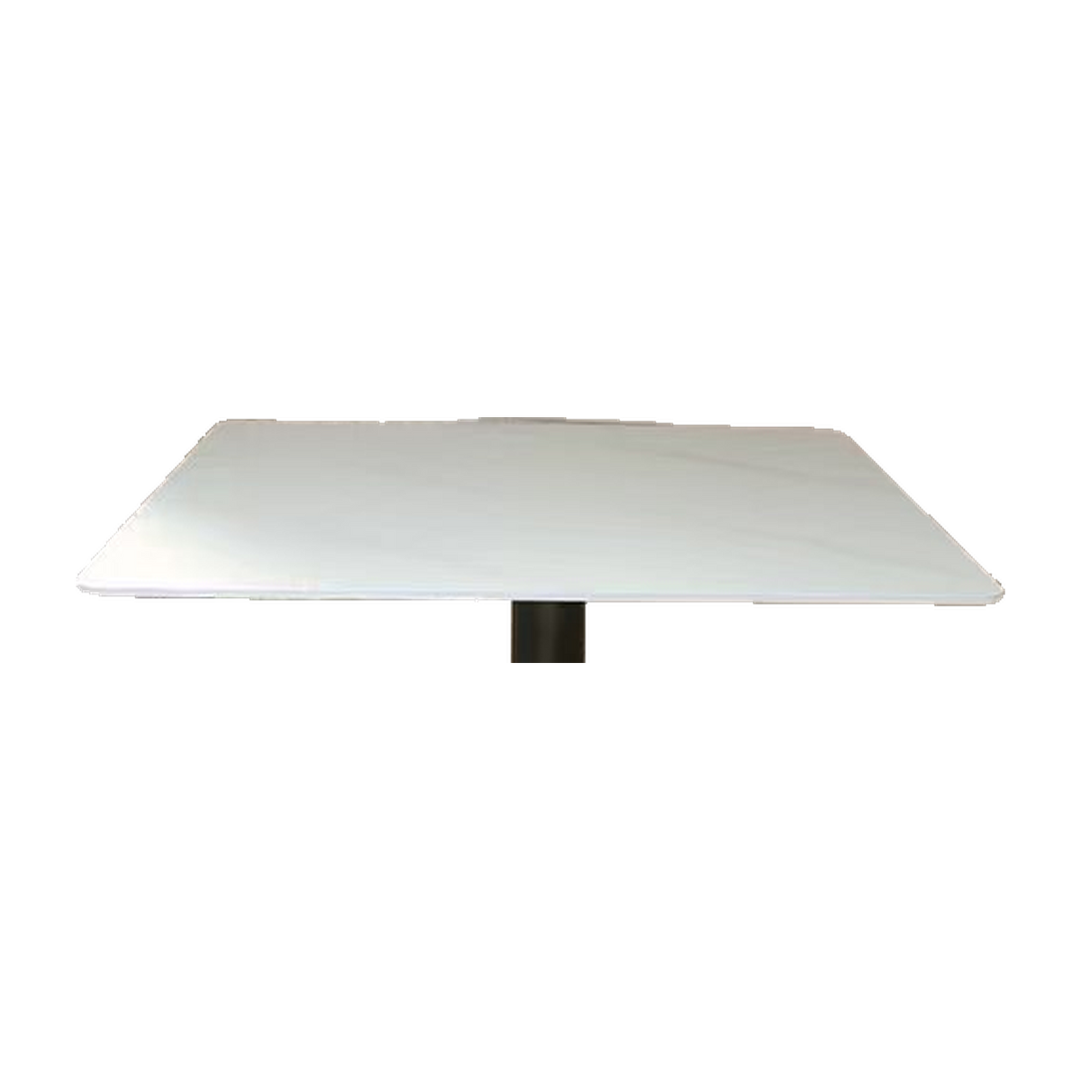 Square White Cafe Table with Raised Black Base – tabletop detail