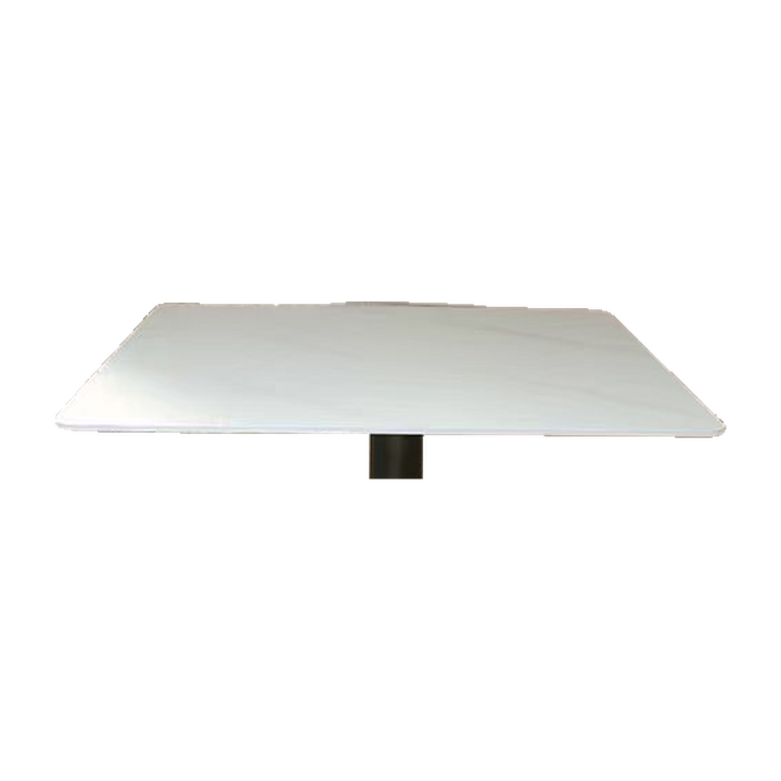 Square White Cafe Table with Raised Black Base – tabletop detail