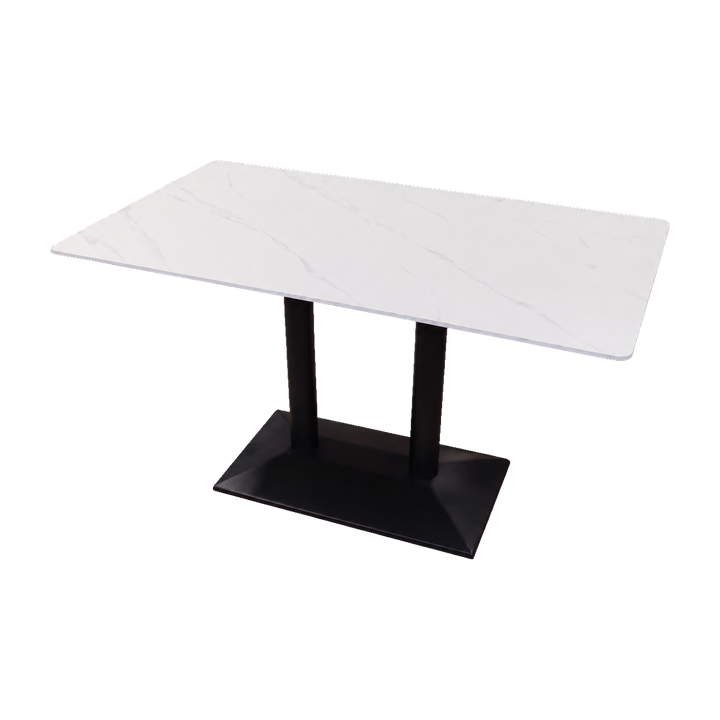 Rectangular Marble-Look Cafe Table with Raised Black Base – transparent product image