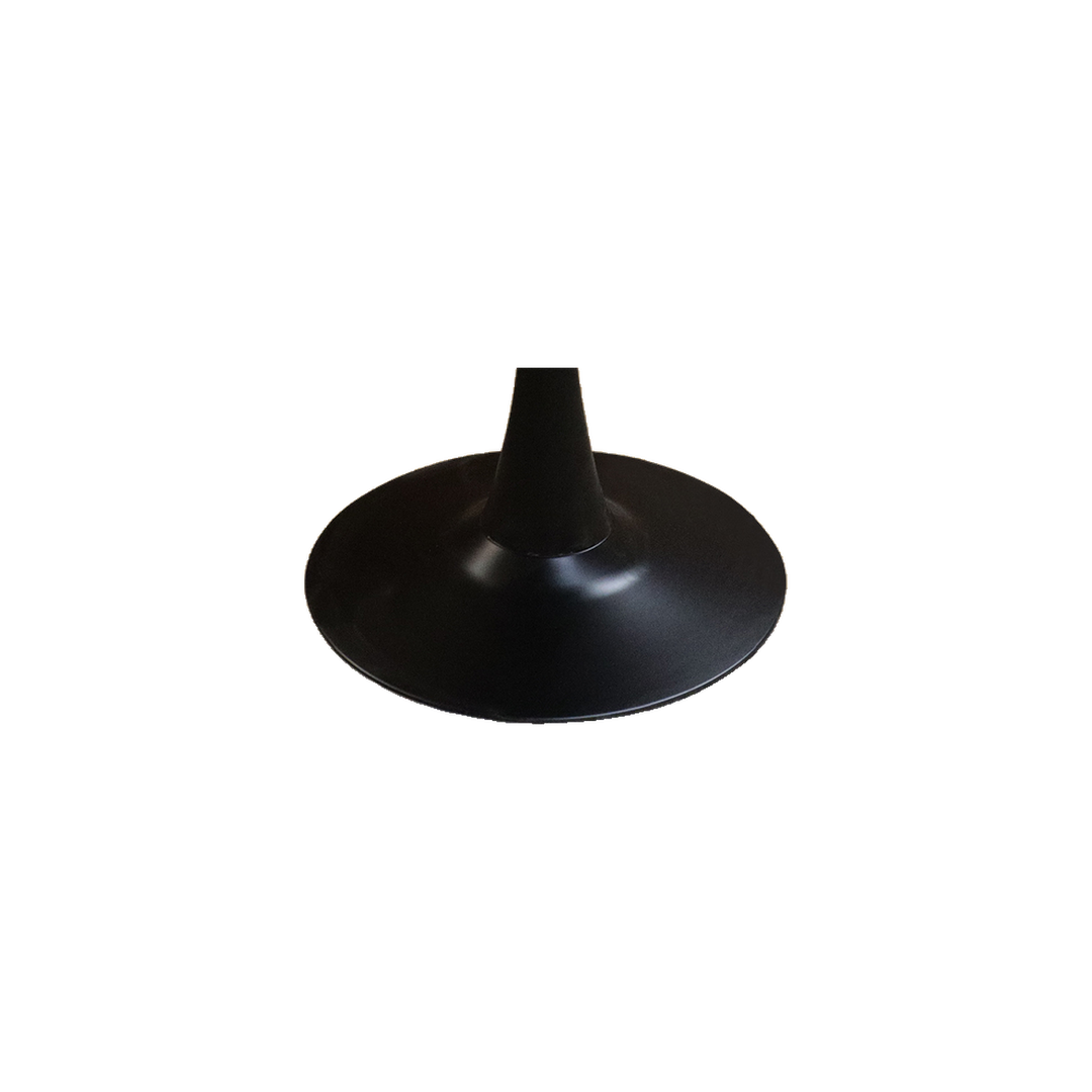 Round Woodgrain Cafe Table with Curved Black Pedestal – base detail