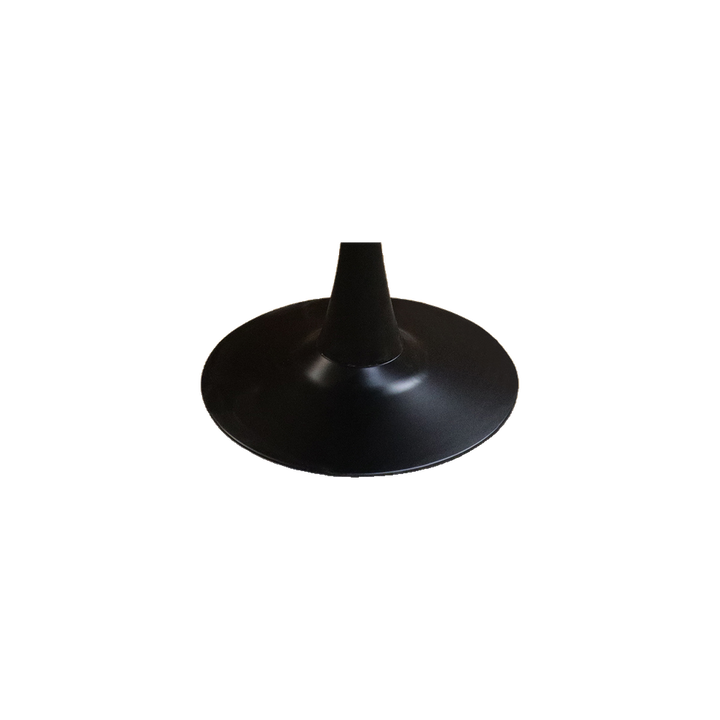 Round Woodgrain Cafe Table with Curved Black Pedestal – base detail