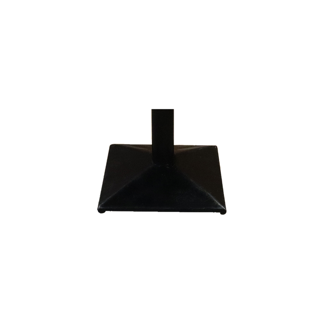 Square Woodgrain Cafe Table with Black Pedestal – base detail