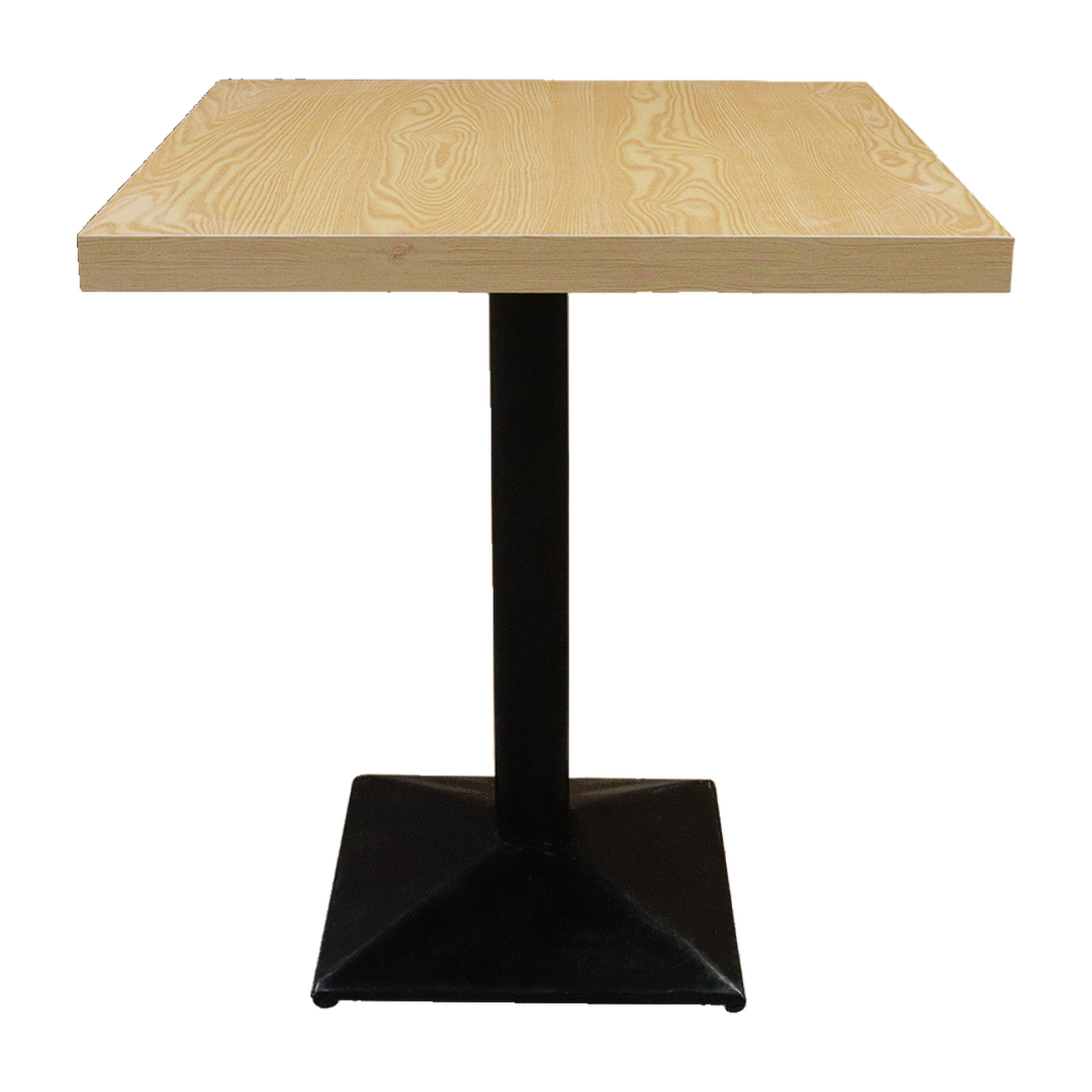 Square Woodgrain Cafe Table with Black Pedestal – transparent product image