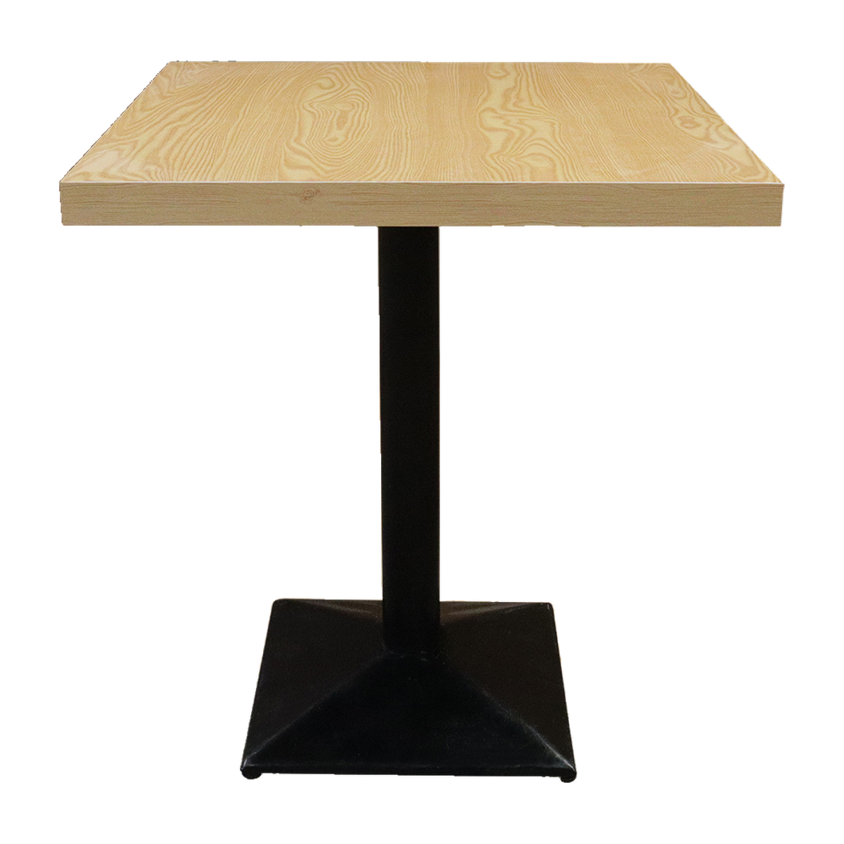 Square Woodgrain Cafe Table with Black Pedestal – transparent product image