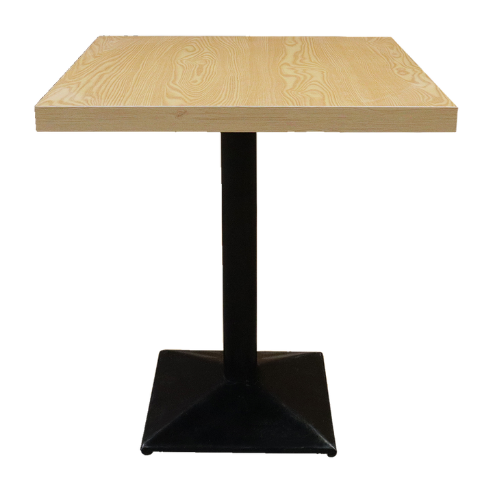Square Woodgrain Cafe Table with Black Pedestal – transparent product image