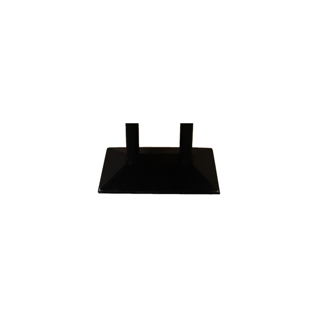 Rectangular Woodgrain Restaurant Table with Twin Black Pedestals – base detail