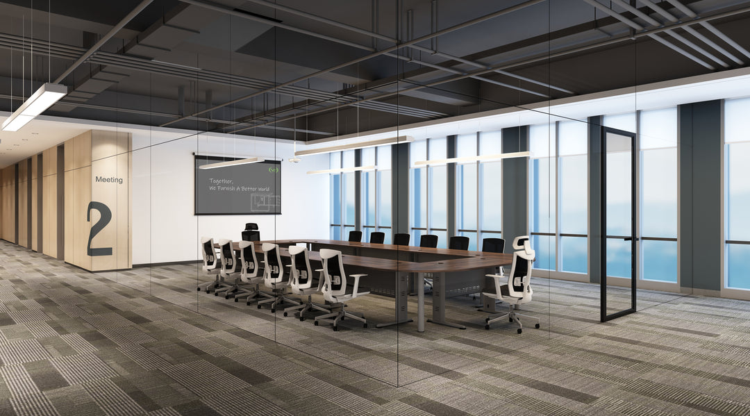 Q Open Centre Meeting Table — original supplier meeting-room setting; chairs and accessories not included