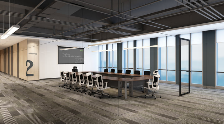 Q Open Centre Meeting Table — original supplier meeting-room setting; chairs and accessories not included