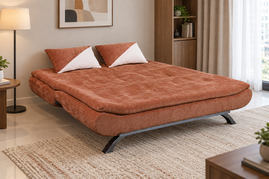 Sienna convertible sofa bed fully opened in bed mode
