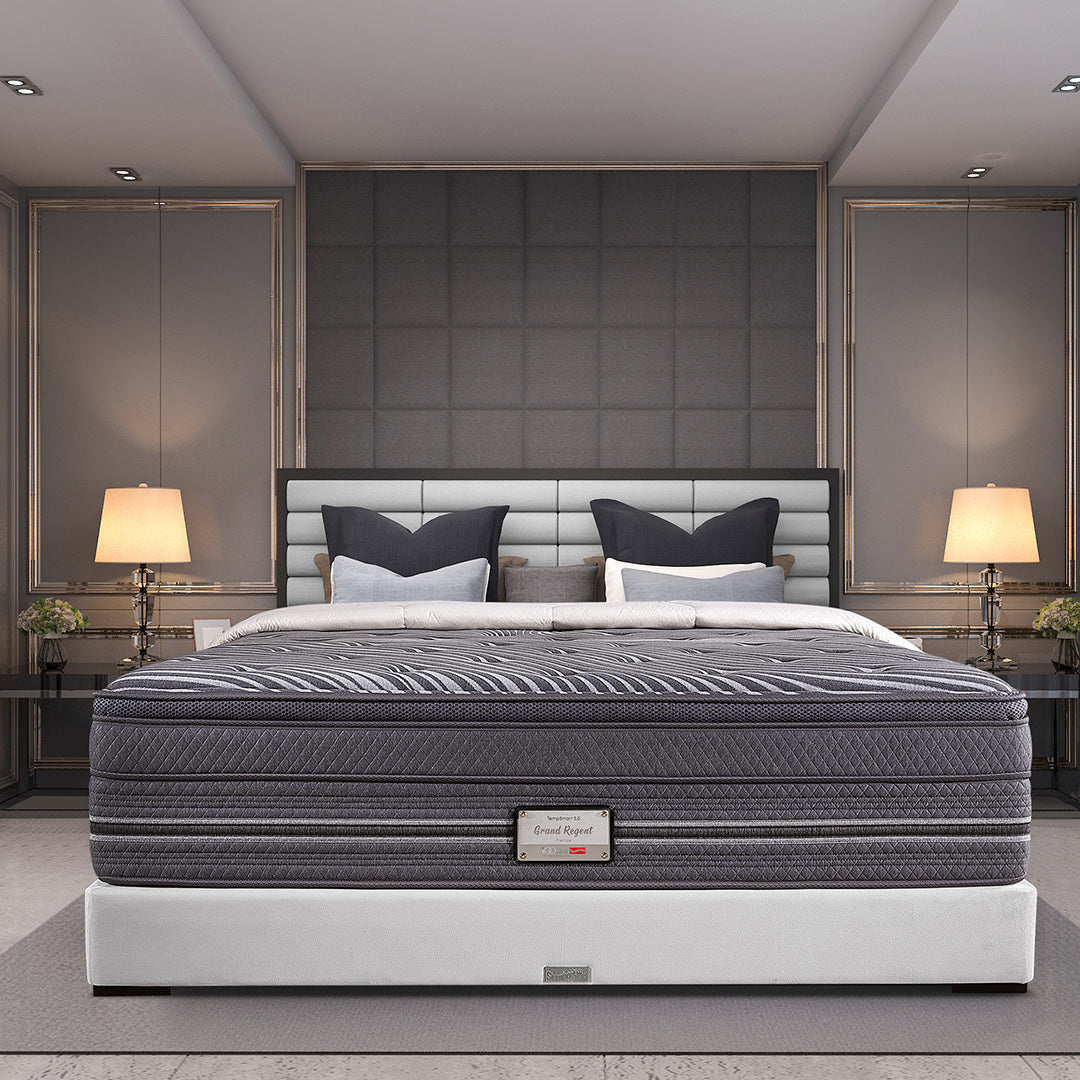 Slumberland TempSmart™ 5.0 Grand Regent mattress — official product photo 2. Bed frames and accessories are for illustration.