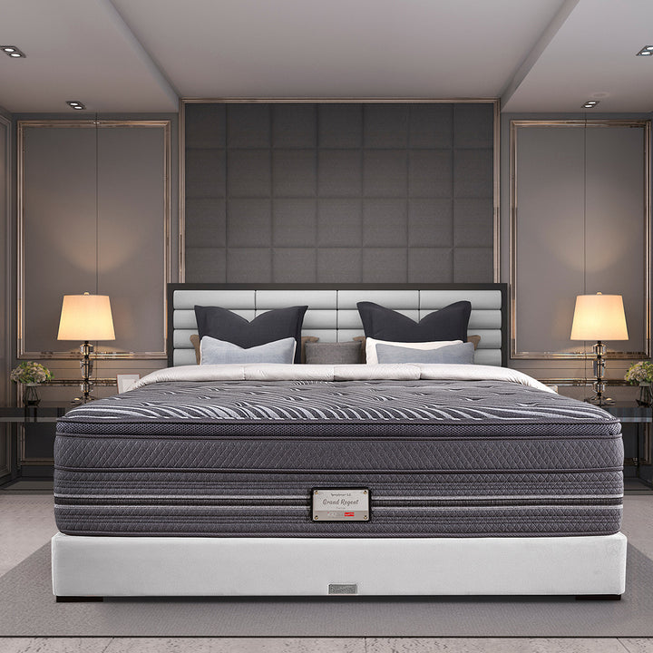 Slumberland TempSmart™ 5.0 Grand Regent mattress — official product photo 2. Bed frames and accessories are for illustration.