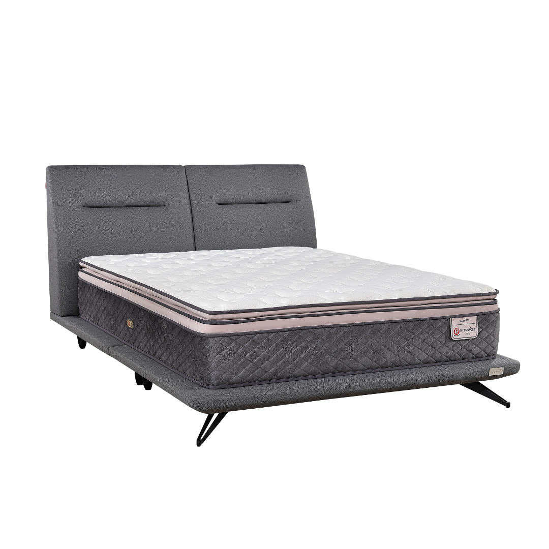 Slumberland Vitalize Pro mattress — official product view. Bed frame and accessories are for illustration.
