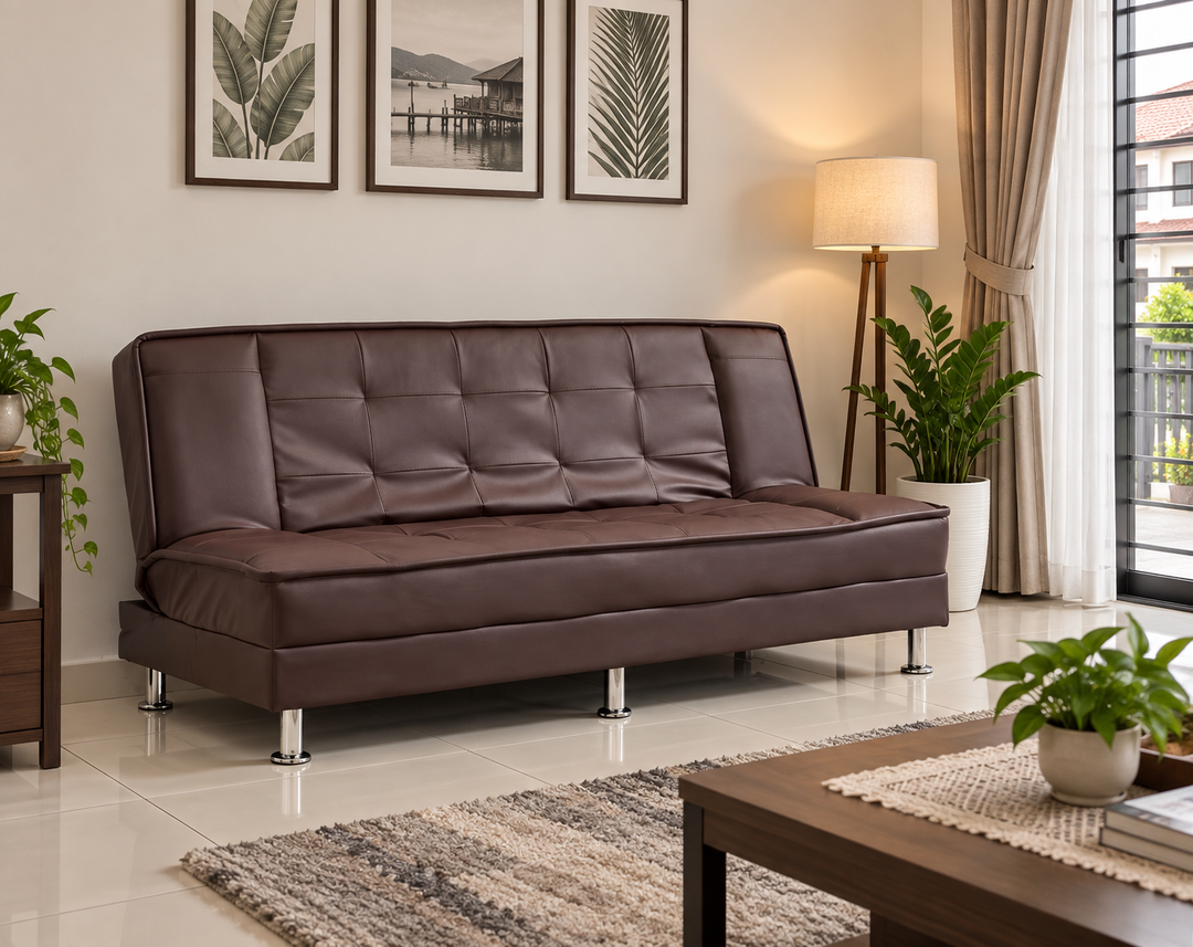 Vito leather convertible sofa bed Malaysian lifestyle