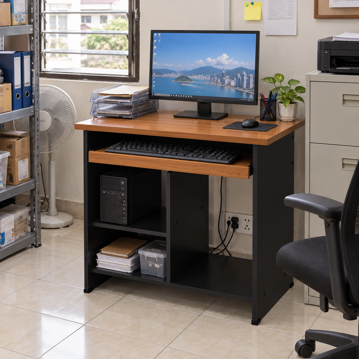 G-Series Compact Computer Table in a practical Malaysian office setting