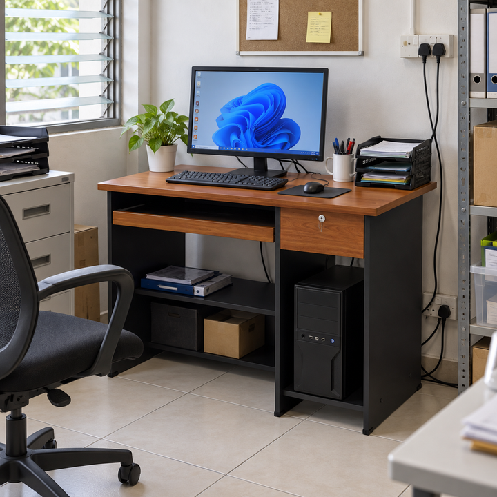 G-Series Computer Table with Drawer in a practical Malaysian office setting