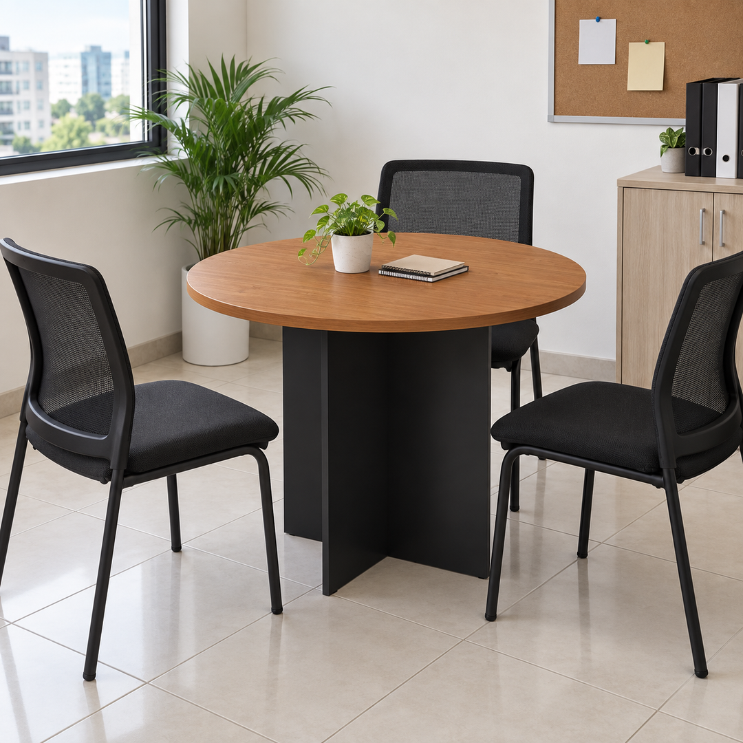 G-Series Round Meeting Table 900mm in a practical Malaysian office setting