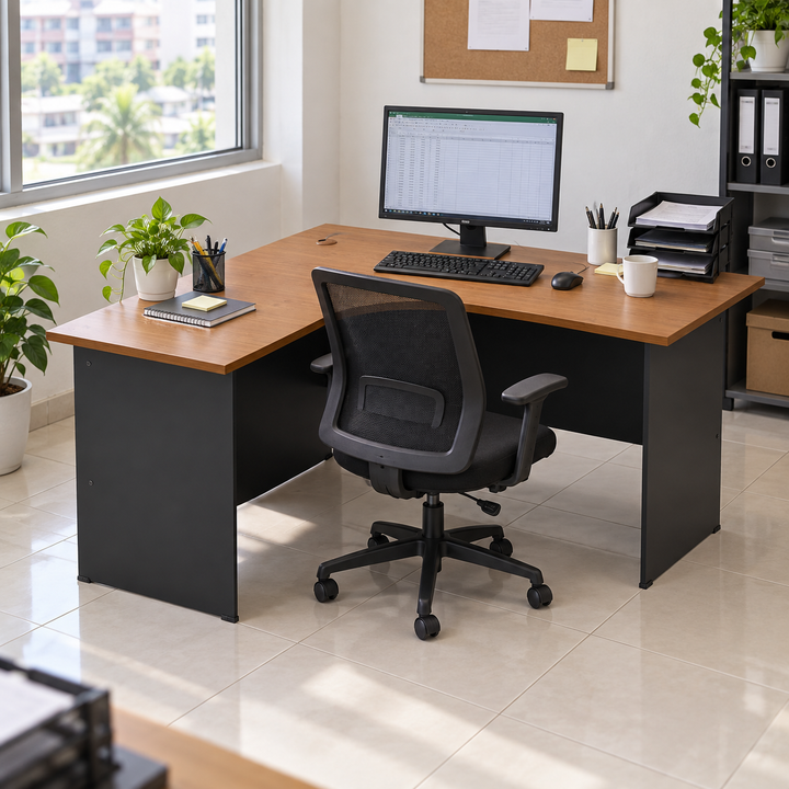 G-Series L-Shaped Office Workstation 1500mm in a practical Malaysian office setting