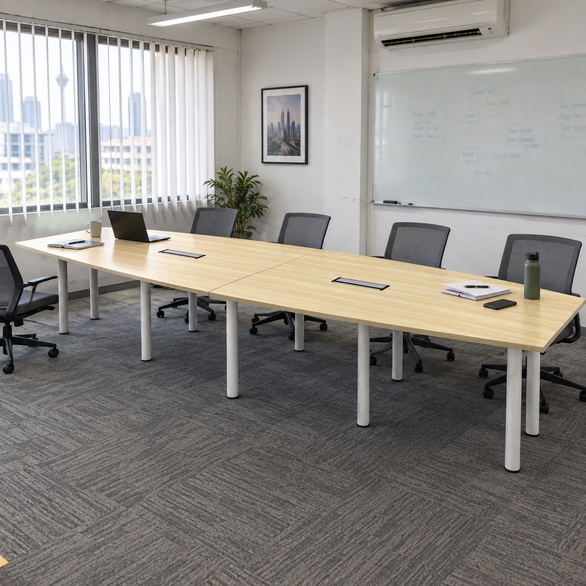 B-Series Boat-Shape Conference Table in a realistic Malaysian office