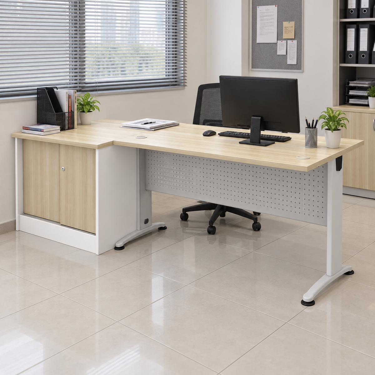 B Sliding Doors filing cabinet — 700mm high in an office setting