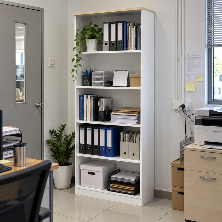 B Open Shelves filing cabinet — 2110mm high in an office setting