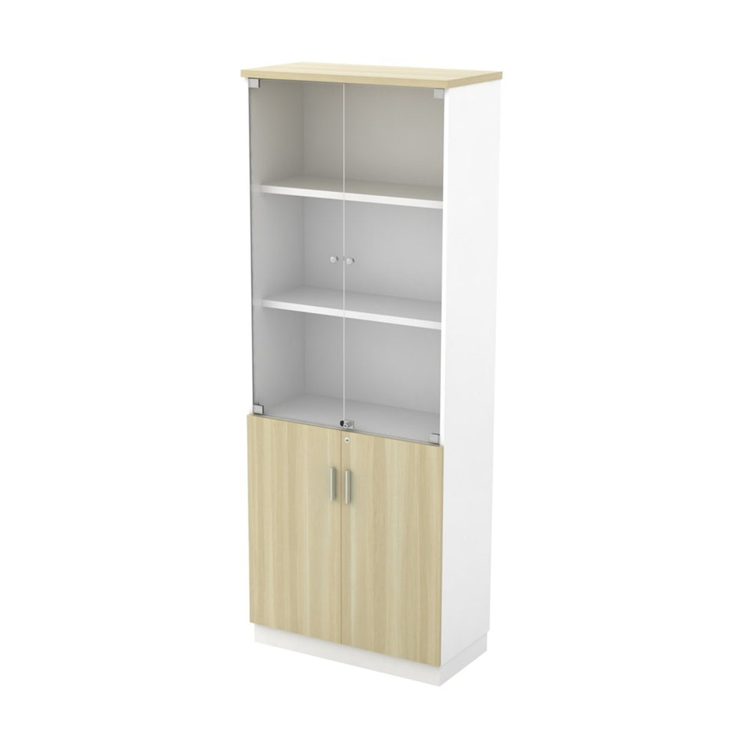 B Upper Glass + Lower Solid Doors filing cabinet — 2110mm high; original product photo